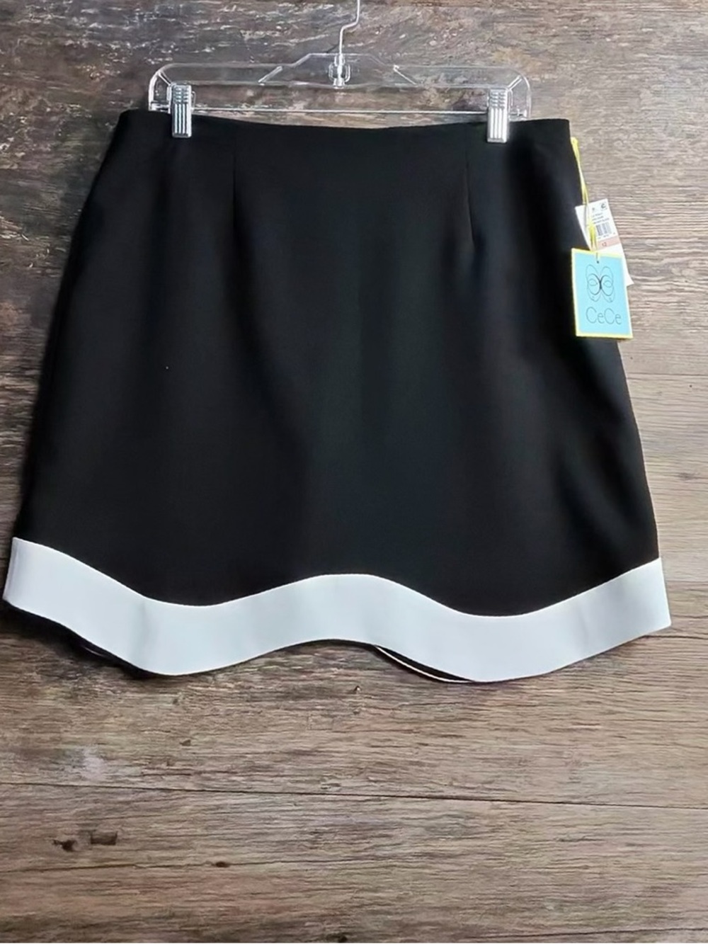 CeCe Black Mini Skirt with White Scalloped Hem